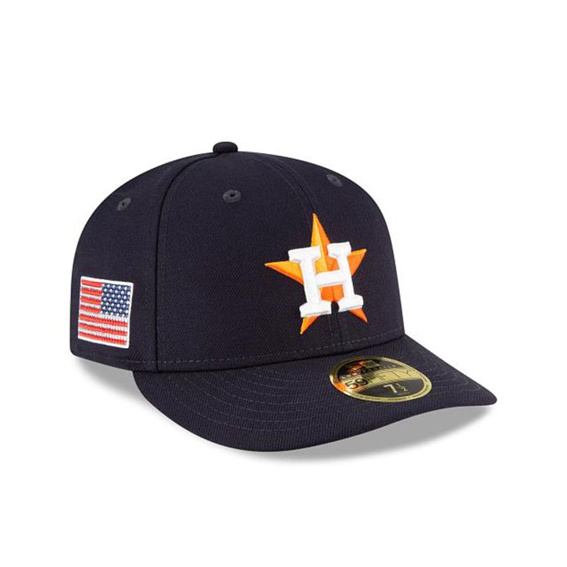 MLB Houston Astros Crystals From Swarovski Flag Low Profile 59Fifty Fitted (OZS1619) - Blue New Era Caps